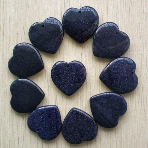 40mm Wholesale 10pcs/lot Fashion good quality blue sand stone heart shape pendants for necklace jewelry making free shipping