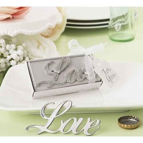 80pcs/Lot New Arrival Elegant Wedding Gifts Silver Love Shaped Bottle Opener bridal shower favors Party souvenir FREE SHIPPING
