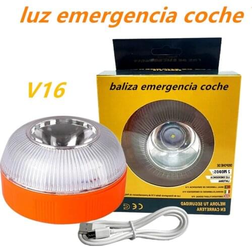 Car Emergency Beacon Light V16 Approved DGT Road Flares Magnetic Help Flash Roadside Traffic Safety Warning Rechargeable Lamp