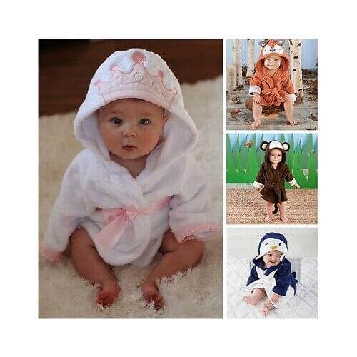 Cute Infant Baby Girl Boy Hooded Bath Towel Wrap Bathrobe Bathing Blanket Throws Animal Charater Hooded Baby Cartoon Baby Robe