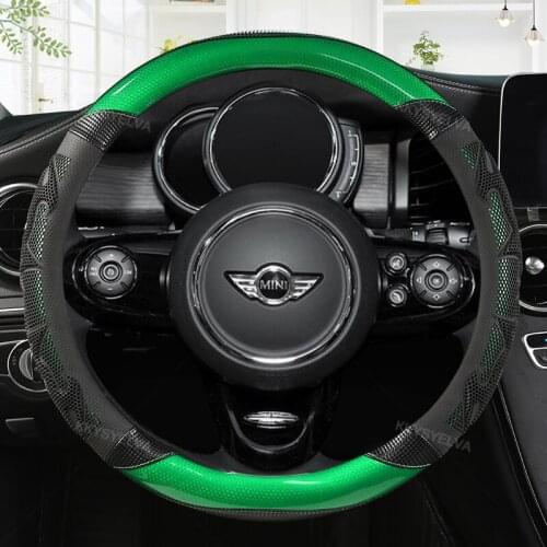 Carbon Fiber Leather Steering Wheel Cover Car interior Accessories For MINI COOPER S JCW ONE F54 F55 F56 F60 R60 R61 car styling
