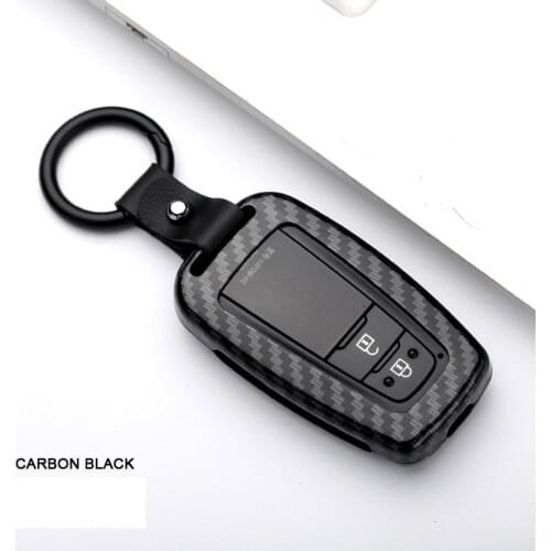Carbon Fiber Alloy Car Key Holder Cover Case Shell Chain For Toyota Camry Corolla C-hr Chr Prado 2018 Key Protection