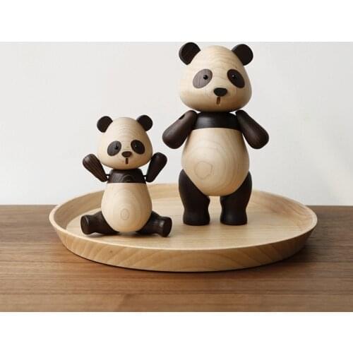 Home Decoration Cute Panda Animal Accessories Creative Handicraft Wooden Toys Office Desktop Miniatures Christmas Figurine Gift