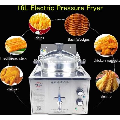 16L Electric Pressure Fryer Steel Commercial Fryer Chicken Duck Fish Meat Vegetable Chips Frying Machine MDXZ-16