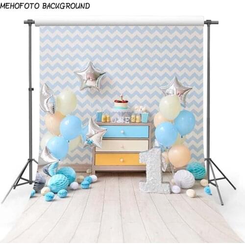 Photography backdrop Chevron Wall Balloons 1st Birthday Cake photo background Baby shower Children Custom Backdrop Photo Studio