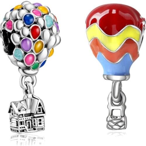 Colorful balloon house fit pandora pendant charms bracelet diy bangle bead jewelry making for women gift