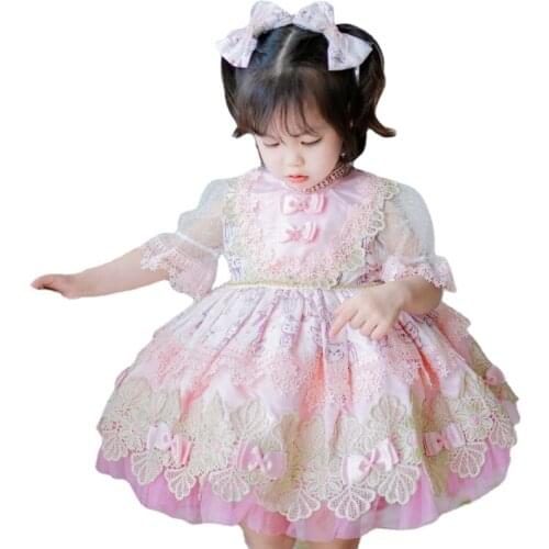 Customized summer girl princess dress cat Lolita dress lace birthday dress Spanish childrens wear