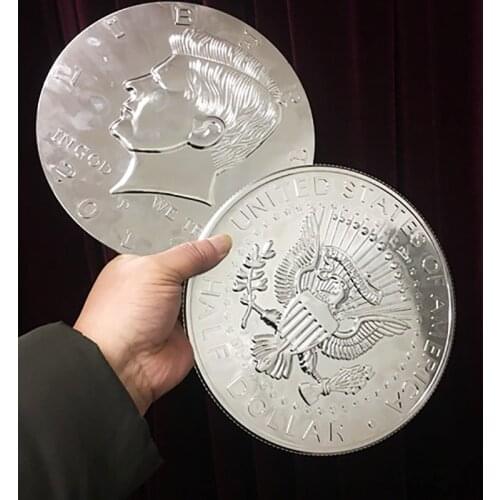 25cm, Plastic Super Jumbo Half Dollar Magic Tricks Appearing/Vanishing Coin Magie Accessory Close Up Illusions Gimmicks Props