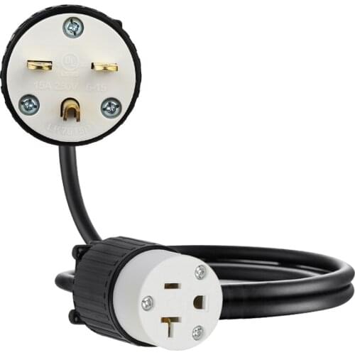 JORINDO NEMA 6-15P male plug to 5-20R female socket Power cable extended line,American Standard Industrial Grade conversion