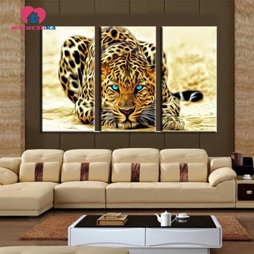 Diamond embroidery patterns animals leopard Pictures of rhinestones Cross-stitch embroidery kits Mosaic drawings triptych gifts