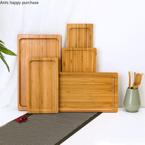 Chinese Bamboo Rectangle Storage Tray Household Tea Tray Hotel KTV Dessert Candy Dried Fruit Snack Plate Kitchen Finishing