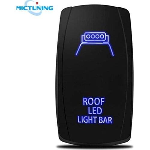 MICTUNING Universal 5 Pin 20A 12V Car SPST Toggle Rocker Waterproof Switch with Jumper Wire Blue On-Off Laser Roof LED Light Bar