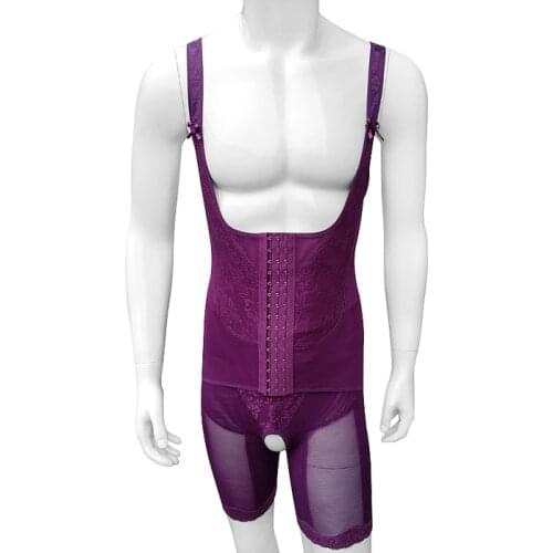 Body Shaper Mens Bodyshapers Sexy Reductive Girdles Corset Hook Slimming Belt Open Crotch Bodysuit Underbust Modeling Strap