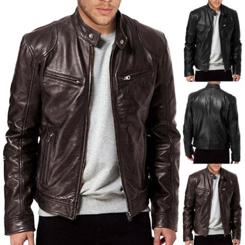 Mens Genuine Lambskin Leather Jacket BLACK BROWN Slim fit Biker Jacket Coat