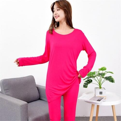 Plus size 7XL 2020 sleepwear autumn and winter new pajamas ladies plus fat modal stretch underwear warm homewear pijamas women