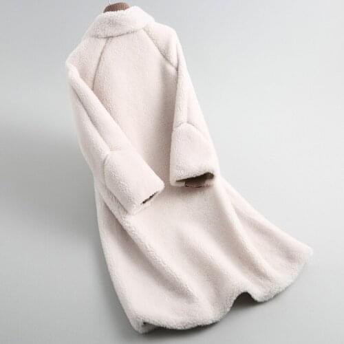 New Real Fur 2020 Women Long 100% Wool Jacket Winter Coat Korean Womens Coats Abrigo Mujer KQN12012 KJ2699