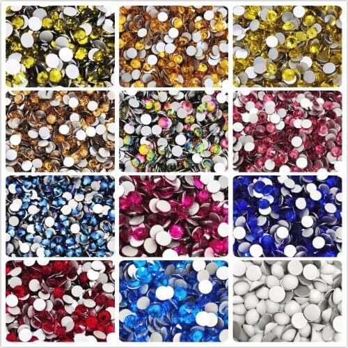 Wholesale Flatback Crystal AB ss10-ss30 Super Bright Glass Rhinestones Non HotFix FlatBack for Nail Art Decoretions