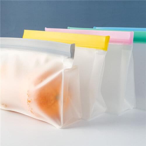 PEVA Food Storage Bag Leakproof Top Vertical Reusable Frozen Sandwich Self-sealing Silicone Bag Food Preservation