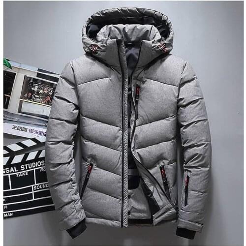 Mens White Duck Down Jackets Padded Men Parkas Warm Winter Coats Hooded Man Jacket Masculina Male Down Coats