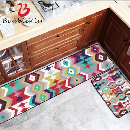 Bubble Kiss Colorful Graffiti Pattern Kitchen Mat Polyester Waterproof Kitchen Floor Mat Bedside Door Mat Entrance Kitchen Rug