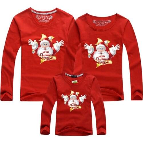 Family Christmas Matching Clothes Full Sleeve New Father Son Clothes Dad Mom Baby Mother Daughter Elf Santa Claus Prin T Shirts