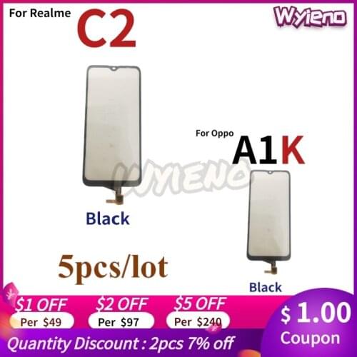 Wyieno Black Touchpad For Oppo A1k CPH1923 / For Oppo Realme C2 Touch Screen Digitizer Glass Sensor Screen 5pcs/lot