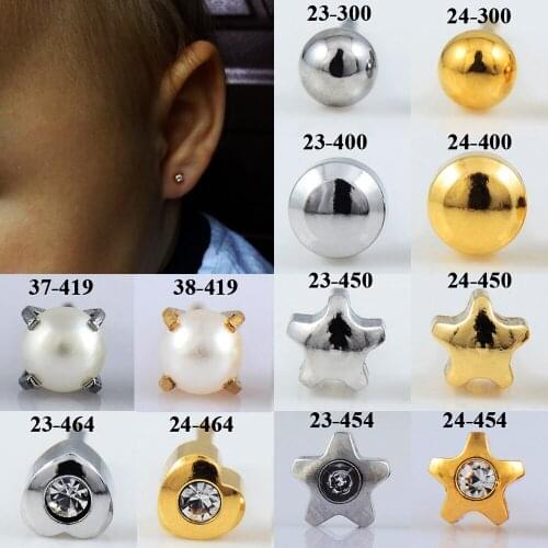 PAIR 20g Stainless Steel Ear Cartilage Tragus Studs Earring Piercing Push-Back Ear Jewelry with Full Round, Gem Heart, Pearl