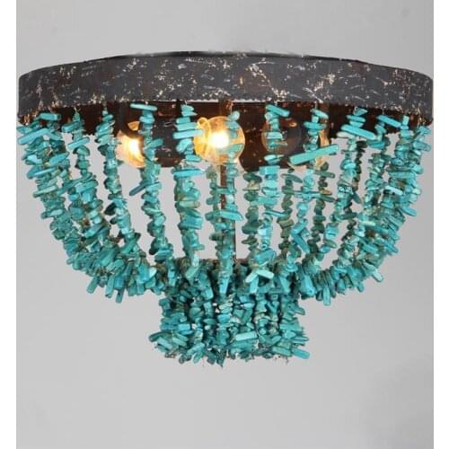 Blue stone retro old iron door lamp round ceiling lamps bedroom corridor aisle balcony blue stone ceiling light ZA92011