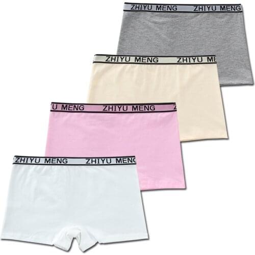 4 Pcs/Lot Puberty Cotton Panties With Letter Adolescent Underpants Young Kids Panty Student Girls Children for 8-16 Years Old