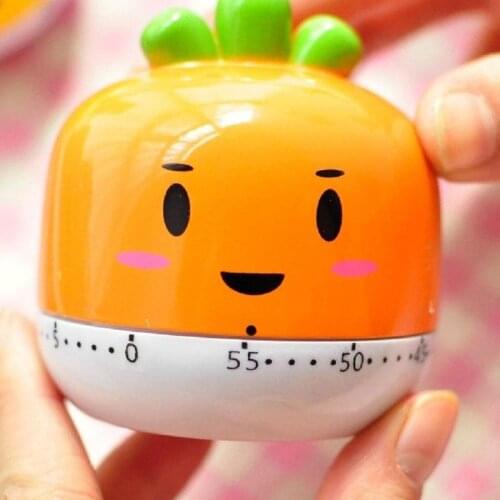 Convenient Practical Kitchen Small Carrot Timer Cute Carrot Cartoon Kitchen Mechanical Timer (Orange) Kitchen Supplies
