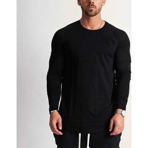 Spring New Mens Running Cotton Long sleeve T-shirt Gym Fitness Training t shirt Male Jogging Workout Slim Tees Tops Sportswear