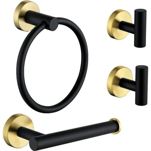 Luxury Gold Black Towel Ring Towel rack High Quality double-deck Towel Bar Bathroom hardware Accessory,SUS304 Stainless steel