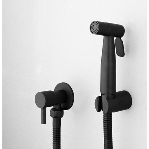 High quality black bathroom multi-function Hot and cold toilet flush spray gun set easy and durable