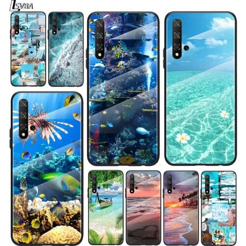 Sea Beach Sunset Glow For Honor 30 20 10 9X 8X Pro Plus Lite Tempered Glass Hot New Shell Luxury Cover Phone Case