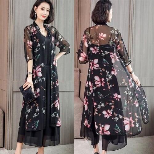 2021 Summer Mesh Floral Print Jacket Sun Protection Clothing Seaside Vacation Boho Top Holiday Long Cardigan Coat Femme Y972
