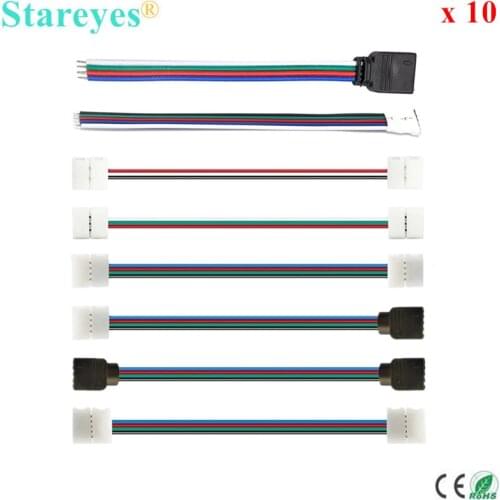 10 Pcs LED Strip Connector 8mm 10mm 2 Pin 4 Pin 5 Pin 2835 5050 Single Color RGB RGBW Solderless Wire Free Welding Connector