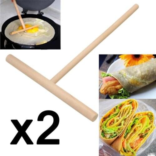 2pcs Wooden Rake Round Batter Pancake Crepe Spreader Kitchen DIY Tools Stick Home Kitchen Tool DIY Restaurant Specially