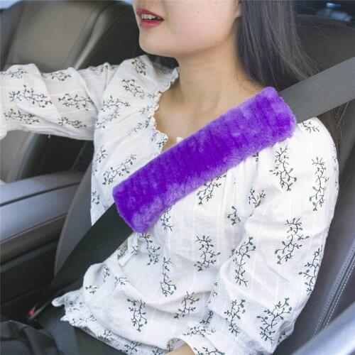 2pcs Soft Car Seatbelt Cover Sheepskin Seat Belt Pillow Pad Seat Belt Safety Strap Cover Shoulder Pads For Car Accessories