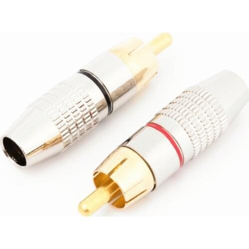 20pcs/lot Golden Plated RCA Connector RCA Male Plug Adapter Video/Audio Wire Connector