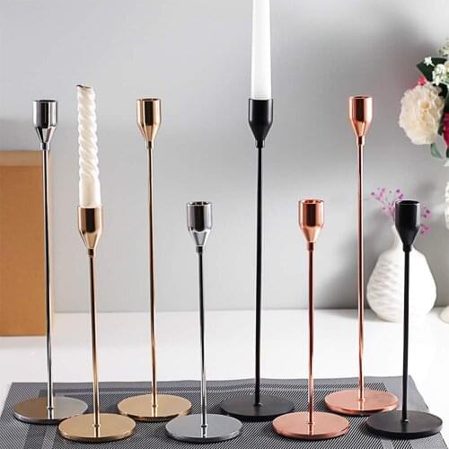 3Pcs Luxury Desktop Decoration Candle Holder Romantic Single Head Candle Cup Home Candlelight Dinner Decoration