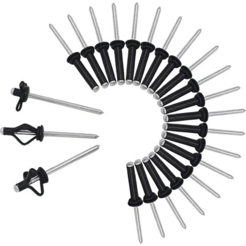 40PCS Black Kayak Canoe Tri Grip Rivet Aluminum Tri-Fold Bulb Mounting Rivet g Boat Accessories