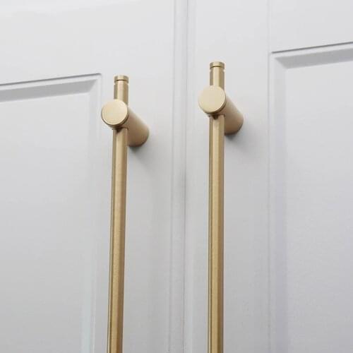 Freeshipping 1pc 10"-12"Minimalism Long Gold Brass Cabinet Handles Wardrobe Kitchen Cuboard Pulls Drawer Door Furniture Handle
