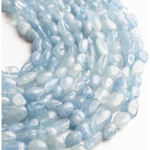 6-8mm Irregular Natural Aquamarines Beads Loose Spacer Beads For DIY Jewelry Making Bracelet Necklace 15'' Strands