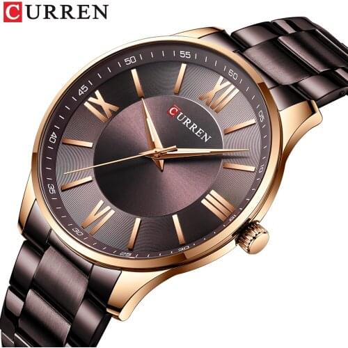 CURREN TOP Brand Mens Watches Casual Quartz Stainless Steel Wristwatch Simple Fashion Clock Male Brown Watch 2021 Dropshipping