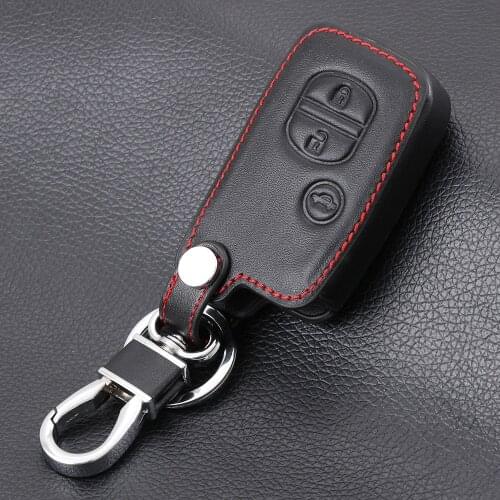 Genuine Leather Remote Smart Car Keychain Cover For Toyota Land Cruiser Camry Highlander Crown Key Protetor Case