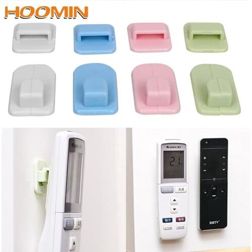 HOOMIN 4pcs/set Wall Storage Organization Remote Control Holder Adhesive Tape Hanger Sticky Hook Set