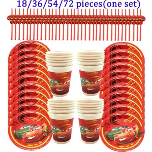 Kids Party Cars Theme Birthday Party Supplies Cup Plates Drink Straws Baby Shower Party Disposable Tableware Set Supplies Decor