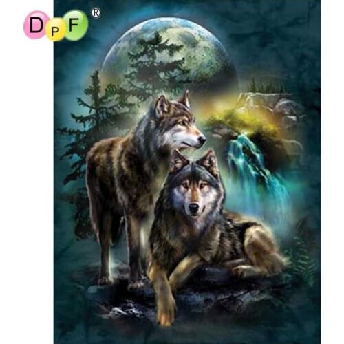 DPF 5D Diamond painting cross stitch wolf diamond painting round diamond painting embroidery mosaic decoration art child gift