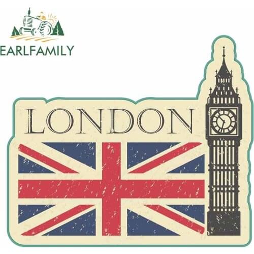 EARLFAMILY 13cm x 11.2cm for United Kingdom London Big Ben Waterproof Decoration Car Stickers Cartoon Motorcycle Windows Decal