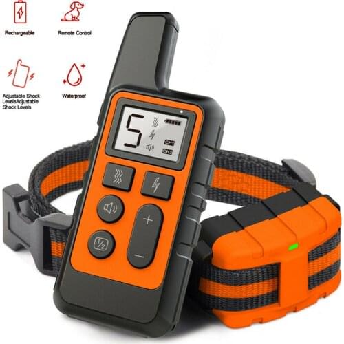 500M Electric Dog Training Collar Remote Control Electric Shock Vibration Sound Collar Waterproof Rechargeable with LCD Display